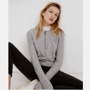 Madewell S York Half Zip Gray Pullover Sweater Size Small wool blend
